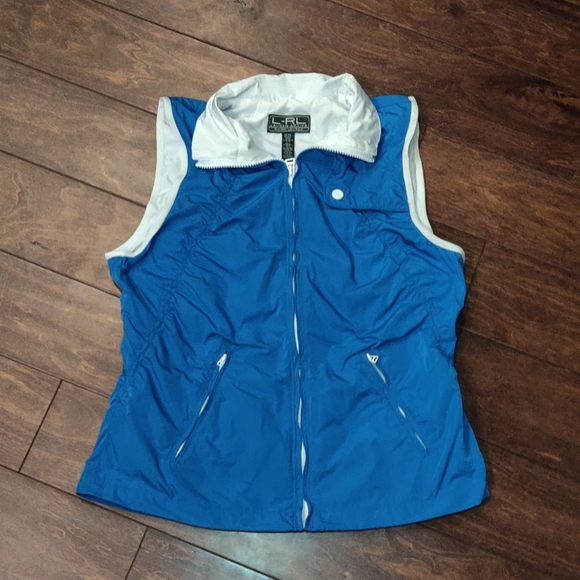 Lauren Ralph Lauren Active Polyester Full Zip Vest Blue/White SIZE MEDIUM - Picture 1 of 6